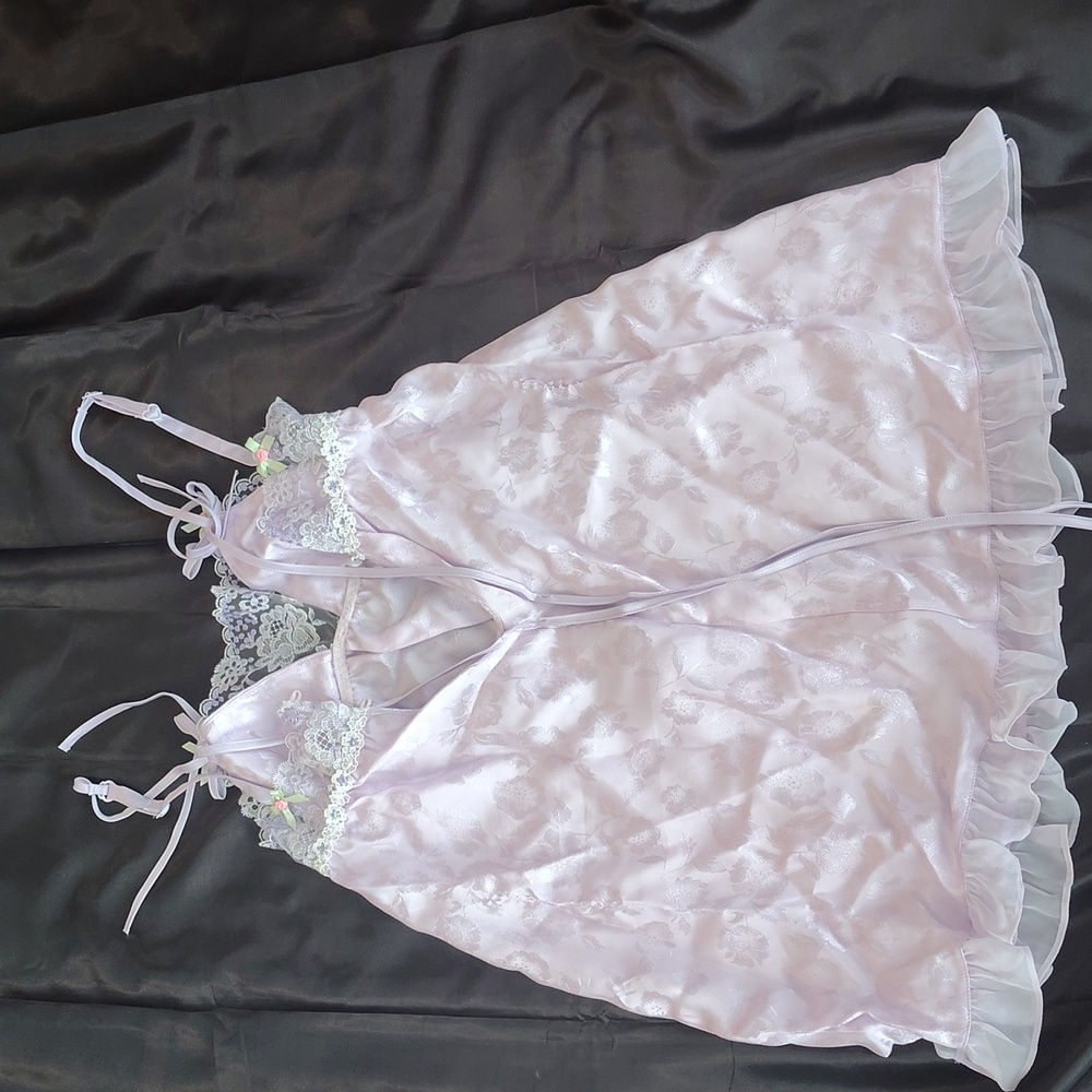 For Love And Lemons Light Purple Chemise Slip with Lace - Picture 6 of 11